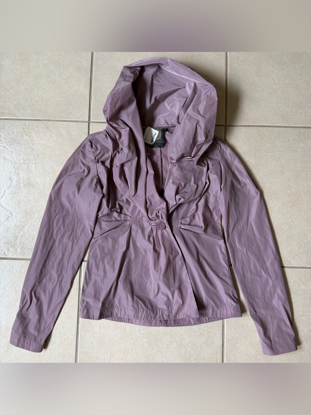 Debbie Shuchat Mauve Pink Hooded Jacket Sz 4 NWT Drape Neck Windbreaker